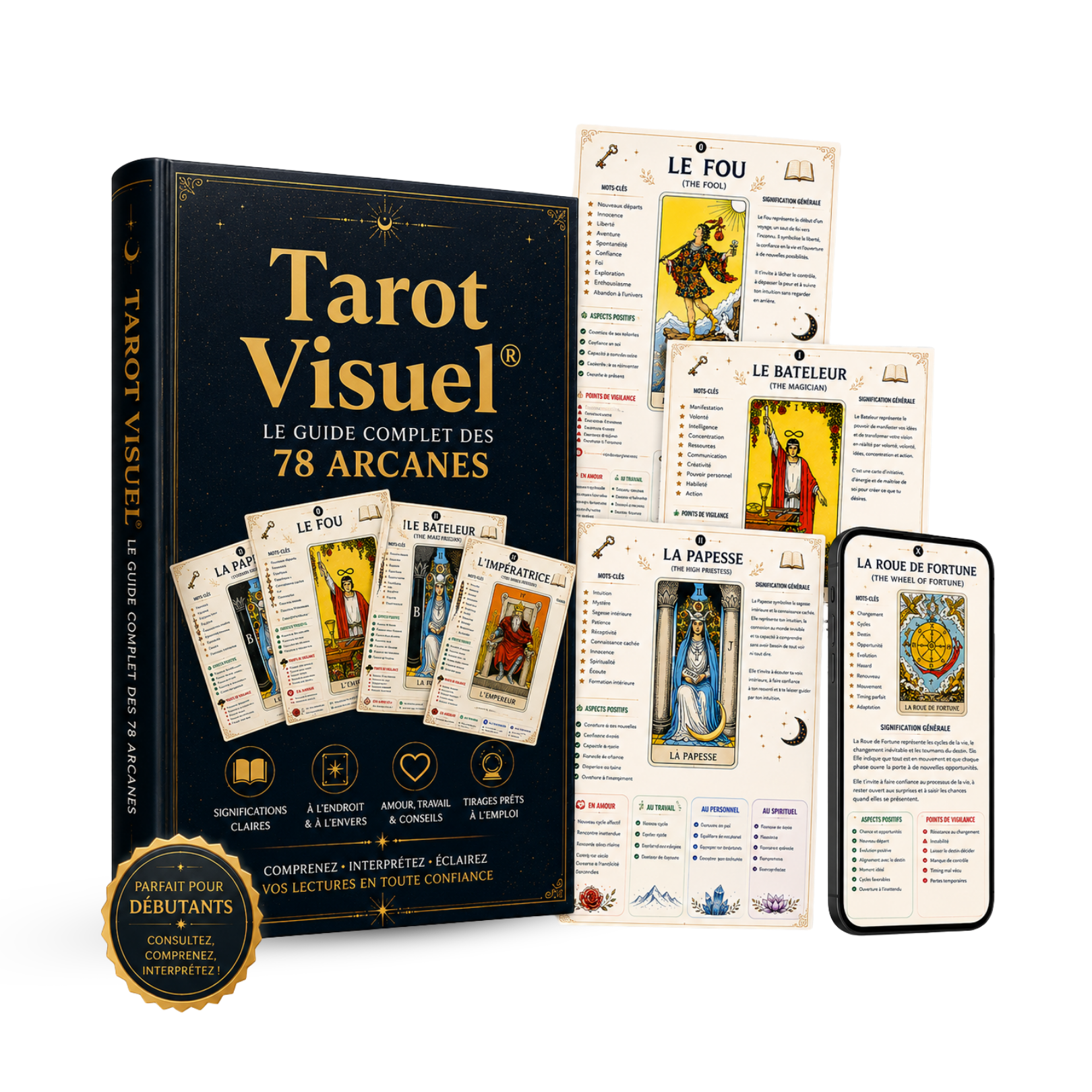 Coffret Tarot Visuel, guides illustrés et version mobile